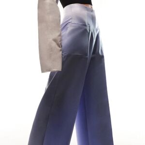 Zara Womens Lavender Satin Wide Leg High Rise Pants Size Large